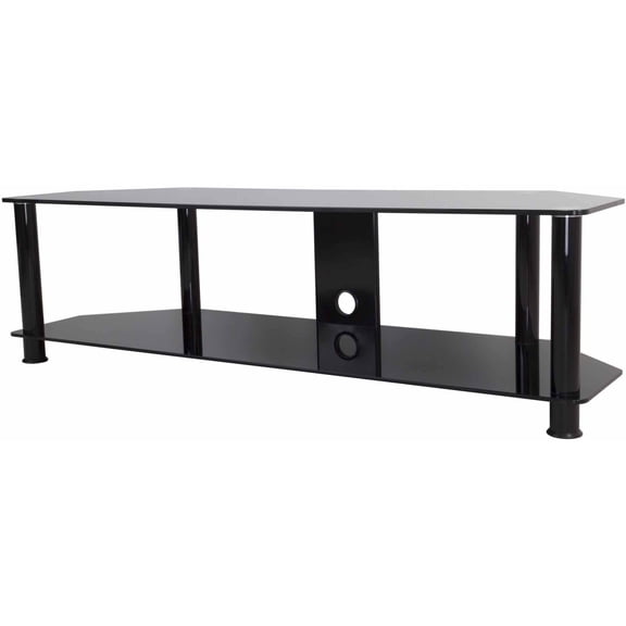 AVF Group Classic Corner Glass TV Stand with Cable Management Up to 65" Screen Size, Black