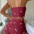 thumbnail image 4 of IMENGL Women's Pajamas Set Loungewear Graphic 2 Piece Summer Cute Crop and Shorts Ribbed Onesises Sleepwear Pajama Sets for Women,Red, 4 of 5