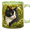 Accent Mug, variant on Lotusprint LLC Black Cat Butterfly Night Garden 2D Print Flat Ceramic Mug, Aesthetic Cat Mug, White