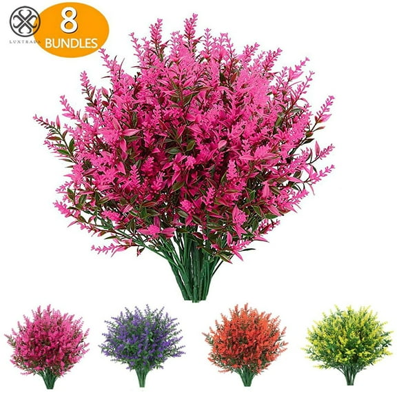 Luxtrada 8 Bundles Outdoor Artificial Flowers Vine Plants, Faux Greenery for Indoor Outside Hanging Plants Garden Porch Window Box Home Wedding Farmhouse Decor