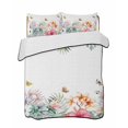 thumbnail image 2 of Quilts Full Size, Summer Tropical Soft Comforter Bedding Set for Bed, Watercolor Palm Leaves Butterfly Flower Lightweight Quilted Bedspread with Pillow Cover(2 Pieces) for All Season, 78x90 Inch, 2 of 6