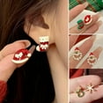 thumbnail image 2 of GKNET Christmas Crystal Pearl Red Santa Claus Snowflake Earrings Dangle Delicate Jewelry Women-6.Christmas Earrings, 2 of 9