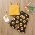 thumbnail image 6 of Bobifish Baby Girls Summer Outfit Set Solid Color Ribbed Cami Vest Top With Sunflower Flower Print Pants Two Piece Breathable Casual Outfit Sets, 6 of 9