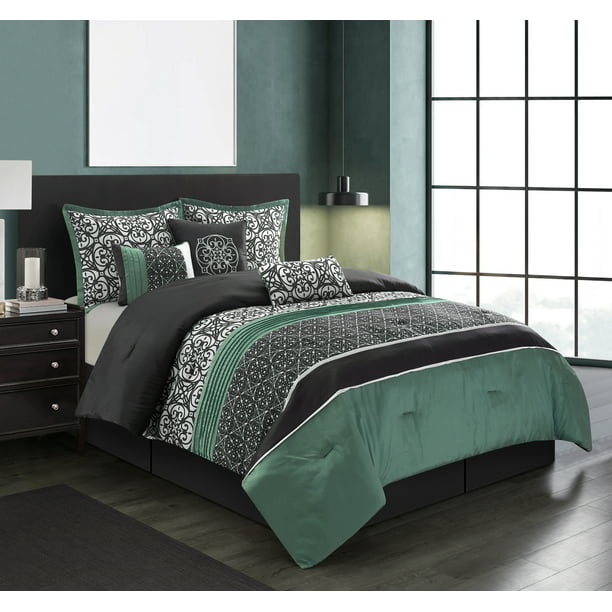 Nanshing 7 Piece Comforter Sets King, King Size Bedroom Comforter Sets