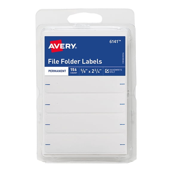 Avery File Folder Labels, 5/8" x 2-3/4" File Labels, White, Non-Printable, 156 Filing Labels Total (6141)