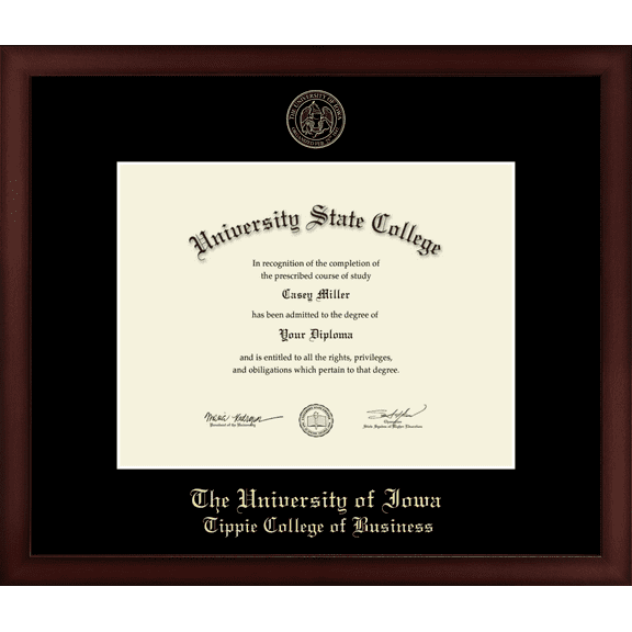 The University of Iowa Tippie College of Business Diploma Frame, Document Size 11" x 8.5"
