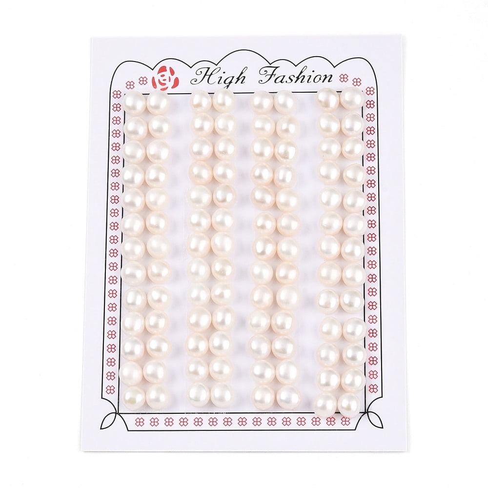 Grade 3A Natural Cultured Freshwater Pearl Beads Half Drilled Half Round Beads Creamy White 6.5~7x4.5~5mm Hole: 1~1.2mm