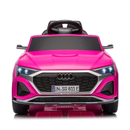 JAMUPARK 12V Kids Ride On Electric Car w/Parents Remote Control,Licensed Audi SQ8 for Kids, Dual Drive, Suspension,Hanging start, Three speed adjustable Music, LED Lights for Kids Aged 3-6, Pink