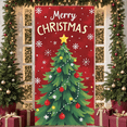 thumbnail image 5 of Colorful Design Christmas Banner Festive Xmas Display Christmas Tree Pattern Star Decor Holiday Background for Christmas Party Holiday Celebration Indoor Decoration, 5 of 9