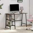 thumbnail image 2 of VECELO 43" Computer Desk with 2 Tier Storage Shelf, Study Writing Workstation for Home Office, Brown, 2 of 6