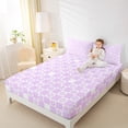 thumbnail image 4 of Homewish Classic Geometric Plaid Twin Sheet Sets,Cute Cartoon Flower Twin Fitted Sheet,Purple White Checkered Flat Sheet For Boys Kids,Super Cozy Room Decor,3 Pieces, 4 of 7