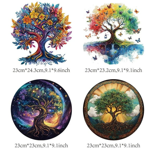 4 Pcs Tree of Life Iron on Decals Patches Butterfly Starry Sky Iron on Stickers Heat Transfer Stickers Plastic Washable Patches for DIY Clothes Decor 9 inch(23cm) Long