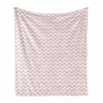 thumbnail image 1 of Rose Soft Flannel Fleece Throw Blanket, Horizontal Zigzag Stripes Old Fashioned Chevron Simple Sixties Seventies Design, Cozy Plush for Indoor and Outdoor Use, 50" x 70", Rose and White, by Ambesonne, 1 of 6