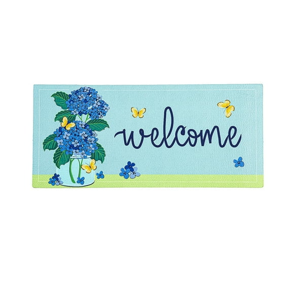 Evergreen Welcome Home Hydrangeas Sassafras Indoor Outdoor Switch Doormat 1'10"x10" Multicolored