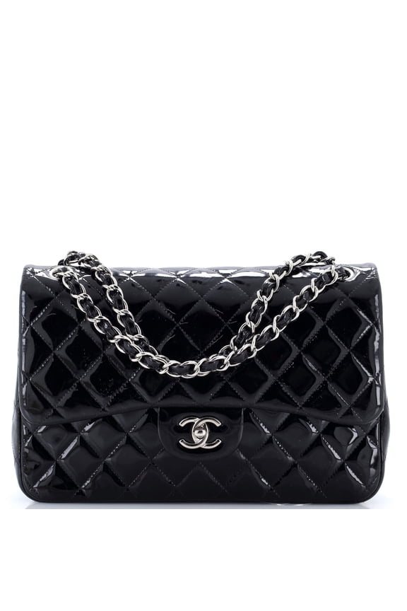Pre-Owned Classic Double Flap Bag Quilted Patent Jumbo By Rebag