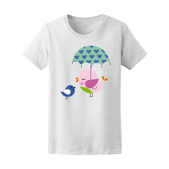 Cute Birds With Umbrella Tee Women's -Image by Shutterstock