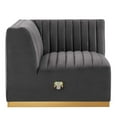 thumbnail image 3 of Modway Conjure Channel Tufted Performance Velvet Left Corner Chair in Gold/Gray, 3 of 6
