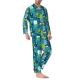 thumbnail image 2 of Naloa Shark And Leaves Men’s Pajamas Set - Long Sleeve Button Down Sleep Shirt and Pajama Bottoms Sleepwear Set-Medium, 2 of 7