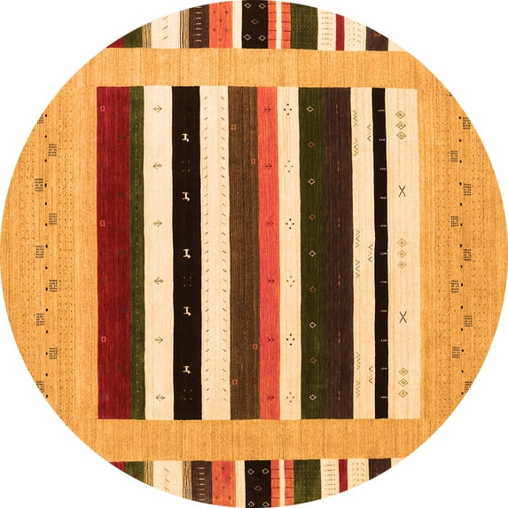 Ahgly Company Indoor Round Abstract Orange Contemporary Area Rugs, 3' Round