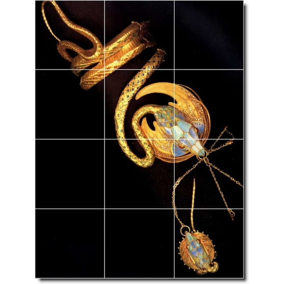 Ceramic Tile Mural-Alphonse Mucha Still Life Bathroom Tile Mural 6. 12.75" w x 17" h using (12) 4.25 x 4.25 ceramic tiles