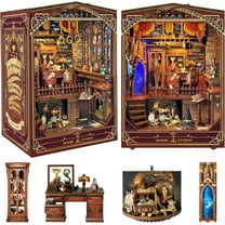 Book Nook Kit - DIY Miniature House Kit 3D Wooden Doll House Book Nook Kits Bookshelf Decor Gift for Teens Family Friends