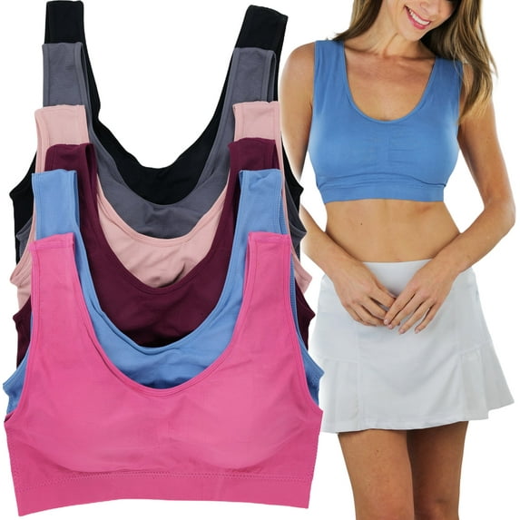 ToBeInStyle Women's Pack of 6 Padded Double Scoop Comfort Lounging Bras