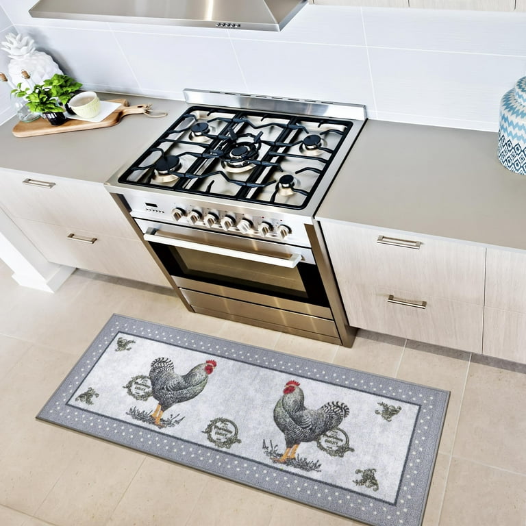 Chicken Kitchen Dining Room Runner Rug / Mat Non-skid Machine Washable 