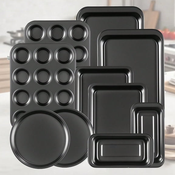 10-Piece Multi-Purpose Baking Pan Set - Non-Stick, Stackable Design (Navy Blue) | Christmas Baking/Cooking Kitchen Tool Gift