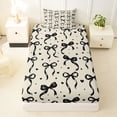 thumbnail image 3 of Manfei Girly Bowknot Twin Sheet Sets For Kids,Black Ribbon Bow Print Bedding For Girls,3 Pieces, 3 of 6