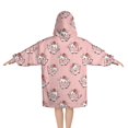 thumbnail image 2 of Pink Cow Strawberry Head Pattern Blanket Hoodies for Kids 6-13YR Oversize Wearable Blanket Hoodies for Boys Girls Teens, 2 of 7