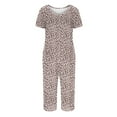 thumbnail image 5 of Womens Pajamas Sets Short Sleeve V Neck Top with Capri Pants with Pockets Casual Sleepwear Two Piece Summer Sets S-XXL, 5 of 8