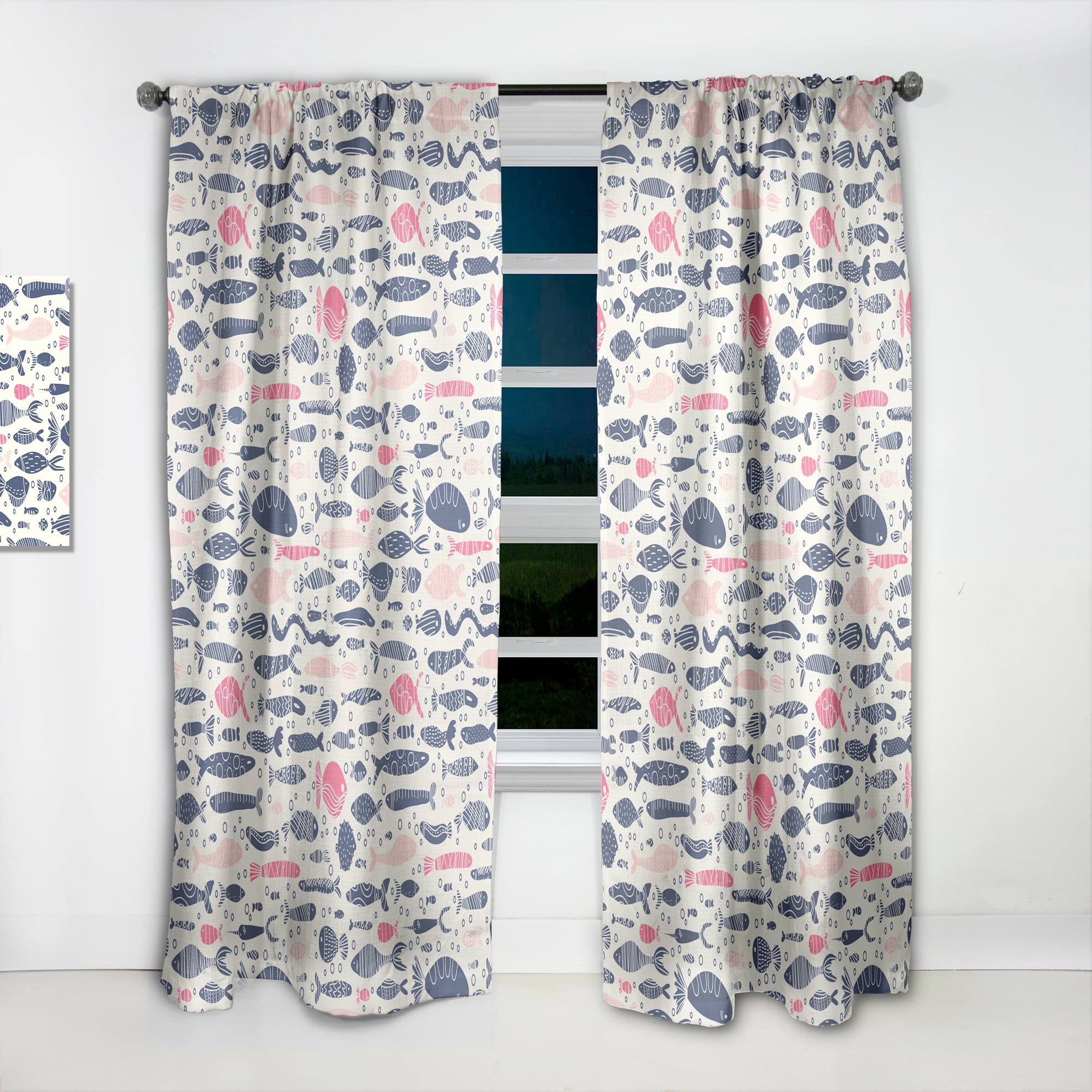 Designart 'Costal Life Form IX' Nautical & Coastal Curtain Panel