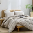thumbnail image 4 of BESTOUCH Duvet Cover Set Queen 100% Washed Cotton Linen Feel Soft Chic Lightweight 3Pcs (Linen Grey, 90"x90"), 4 of 8