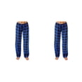 thumbnail image 2 of Jumpingount Pantalón largo de poliéster para mujer, informal, Flexible, a cuadros, para el hogar, suelto, para niñas, para dormir, azul oscuro, Azul oscuro METRO 2piezas, 2 of 6