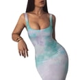 thumbnail image 3 of 2026 Womens Clothing under $5 asdoklhq Womens Plus Size Dresses,Women's Gradient Print Sleeveless Tight O-Neck Short Dress Summer Dresses, 3 of 9