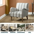 thumbnail image 3 of Stripe Accent Chair, Tina's Home Wood Leg Armchair Living Room Bedroom Adult Set of 2, Tan Stripe, 3 of 6