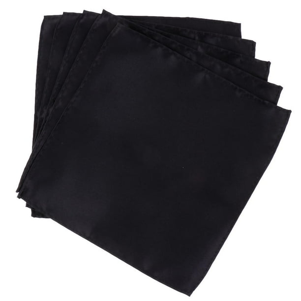 5 pañuelos para el pecho para traje, boda, fiesta, novio, 22 x 22 cm, de seda, suave y brillante. Negro