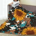 thumbnail image 6 of Honeii Vintage Sunflowes Print Fleece Blanket - Throw Blanket for Bed, Sofa, Couch, Camping, and Travel , Microplush Ultra Soft Warm Blanket-50"x40", 6 of 7
