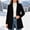 Black, variant on Womens Winter Overcoat Notched Lapel One Buttoned Mid-Length Coat Fully Lined Warmth Work Office Peacoat Long Dress Jacket Outerwear XXL