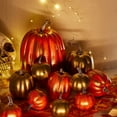 thumbnail image 4 of 7 Pcs Orange  Artificial Pumpkins Harvest Foam Pumpkins for Farmhouse Fall Thanksgiving Halloween Table Centerpiece Mantel Decor, 4 of 7