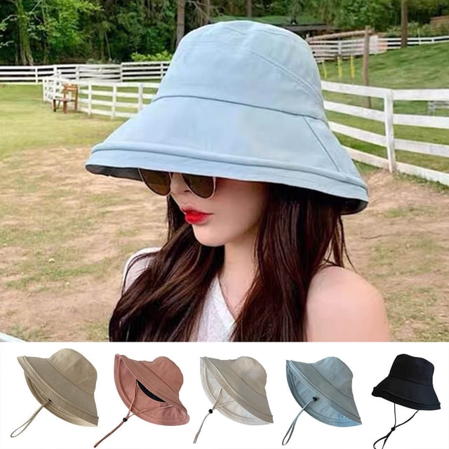 Neinkie Femmes Packable Réversible Chapeau de Seau UV Protection Solaire Large Bord Été Plage Casquette