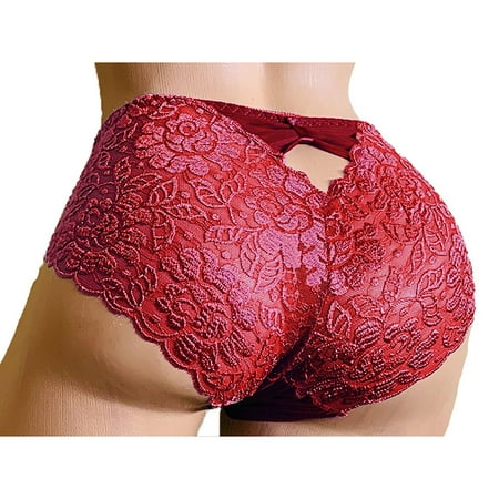 

New Women s High Waist Briefs Panties Solid Color Lace Patchwork Panties