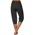 thumbnail image 6 of Fengqque Women's Solid Color Fashion Casual Elastic Waist Slim Fit Capri Pants Sweatpants with Pockets Black 6(M), 6 of 6