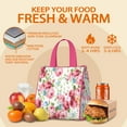 thumbnail image 5 of Pioneer Flower Floral Print Pattern Insulated Lunch Bag for Women & Adults,Large Portable Soft Cooler Lunch Bag,Thermal Food Storage Tote with Pearl Cotton,8.66L,8.75x5.75x9.5 Inch, 5 of 6