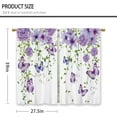 thumbnail image 4 of Purple Floral Butterfly Kitchen Curtains Rustic Flower Small Short Cafe Window Curtains Farmhouse Spring Plant Botanical Rod Pocket Bathroom Window Drape Treatment Tier Curtains(27.5x39 Inch), 4 of 6