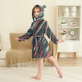 thumbnail image 4 of FORMRS Niños Bathrobe Unisex Hooded Robe Soft Plush Pajamas Sleepwear, Size 10-12T, Stars Abstract Lines, 4 of 7