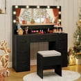 thumbnail image 1 of Gymax Vanity Desk w/Mirror & Lights Power Outlets 3 Color Lighting Modes 7 Drawers, 1 of 10