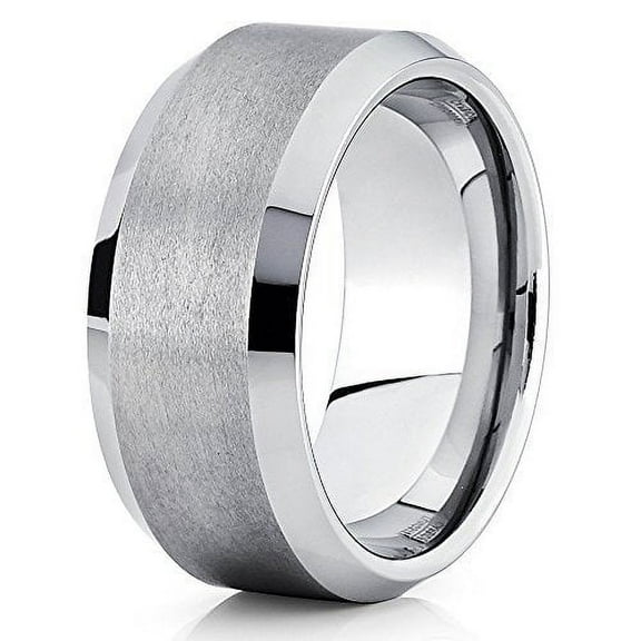 10mm Tungsten Wedding Band Silver Tungsten Ring Tungsten Carbide Band Brushed (6)