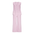 thumbnail image 4 of Bosfbaoi 2 Piece Sets For Women V-Neck Sleeveless Top High Waist Wide Leg Pants Commuting Set, 4 of 9