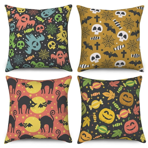 Pbobriich Halloween PumpkInThrow Pillow Case 18x18 InSet of 4 Linen Pillow Cases Cushion Covers for Couch Sofa